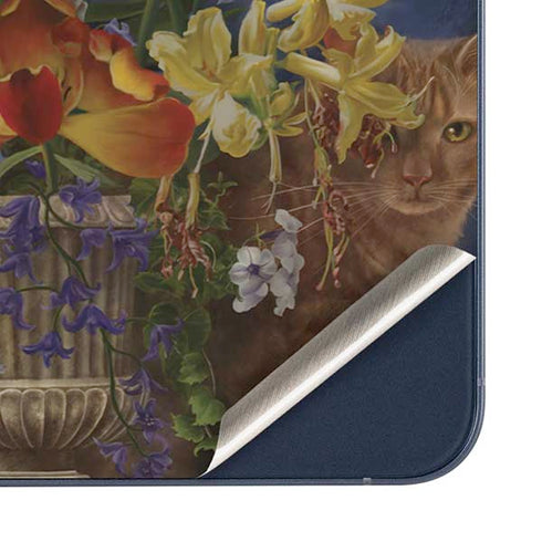 Tabby Cat with Flowers by Nene Thomas Galaxy A35 5G Skin