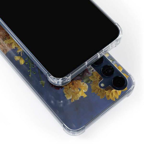 Tabby Cat with Flowers by Nene Thomas Galaxy A55 5G Clear Case