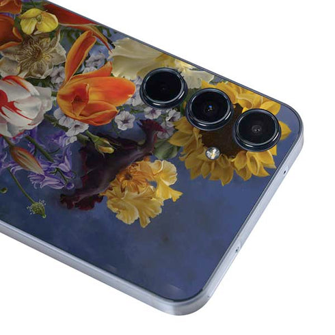 Tabby Cat with Flowers by Nene Thomas Galaxy A55 5G Skin