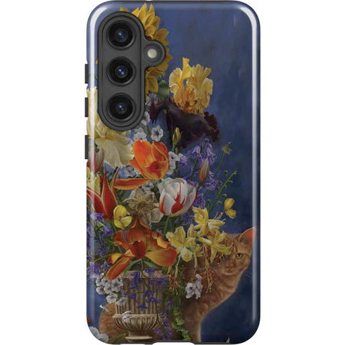 Tabby Cat with Flowers by Nene Thomas Galaxy S25 Impact Case
