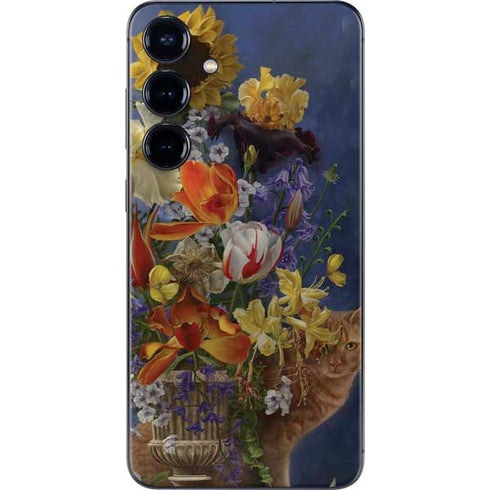 Tabby Cat with Flowers by Nene Thomas Galaxy S24 Skin