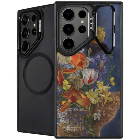 Tabby Cat with Flowers by Nene Thomas Galaxy S25 Ultra Kickstand Case
