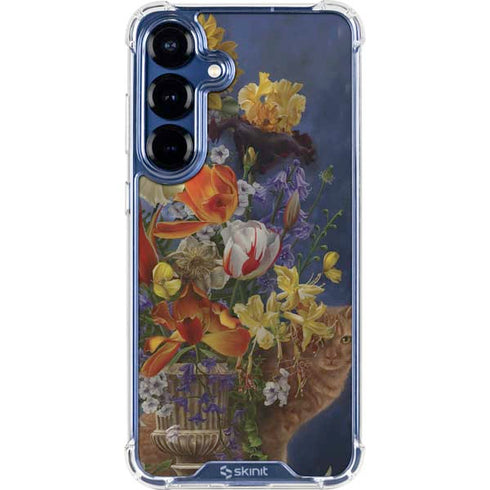 Tabby Cat with Flowers by Nene Thomas Galaxy S25 Plus Clear Case