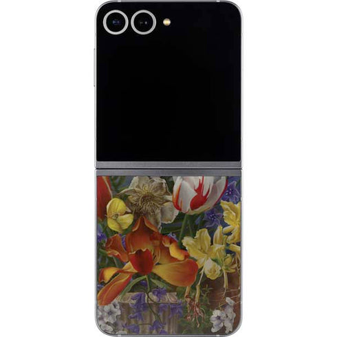 Tabby Cat with Flowers by Nene Thomas Galaxy Z Flip6 Skin