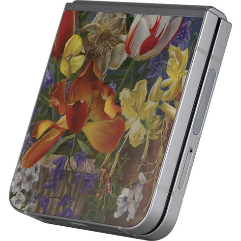 Tabby Cat with Flowers by Nene Thomas Galaxy Z Flip6 Skin