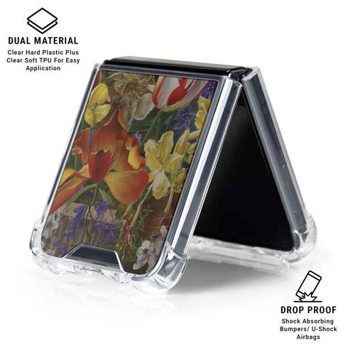 Tabby Cat with Flowers by Nene Thomas Galaxy Z Flip6 Clear Case