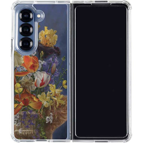 Tabby Cat with Flowers by Nene Thomas Galaxy Z Fold6 Clear Case
