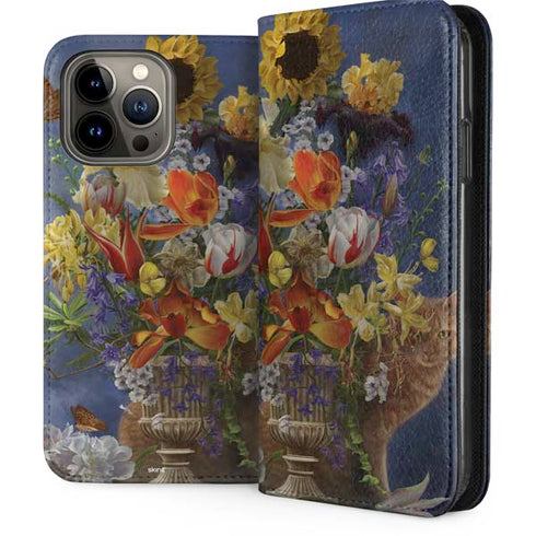Tabby Cat with Flowers by Nene Thomas iPhone 13 Pro Max Folio Case