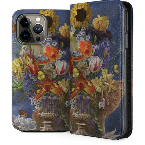 Tabby Cat with Flowers by Nene Thomas iPhone 14 Pro Max Folio Case