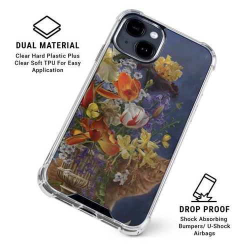 Tabby Cat with Flowers by Nene Thomas iPhone 15 Clear Case