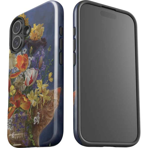 Tabby Cat with Flowers by Nene Thomas iPhone 16 Impact Case