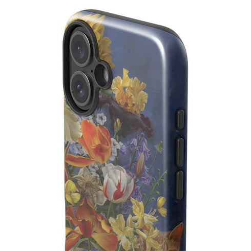 Tabby Cat with Flowers by Nene Thomas iPhone 16 Plus Impact Case