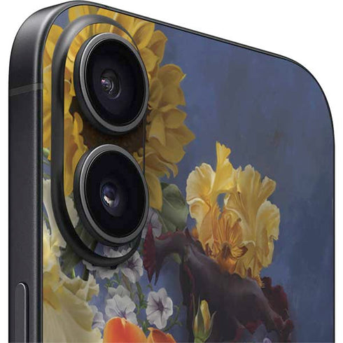 Tabby Cat with Flowers by Nene Thomas iPhone 16 Plus Skin