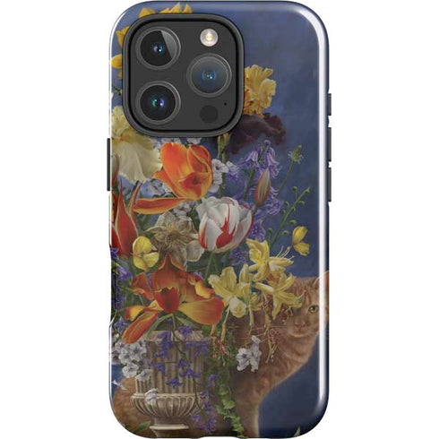Tabby Cat with Flowers by Nene Thomas iPhone 16 Pro Impact Case