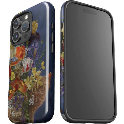 Tabby Cat with Flowers by Nene Thomas iPhone 16 Pro Impact Case