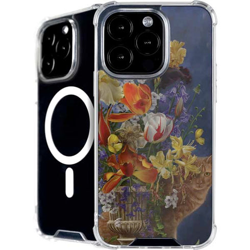 Tabby Cat with Flowers by Nene Thomas iPhone 16 Pro MagSafe Case