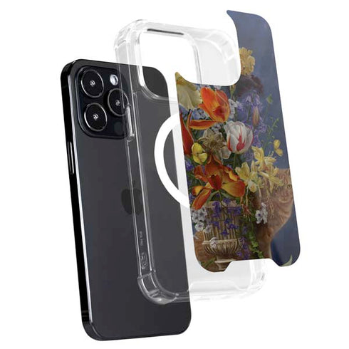 Tabby Cat with Flowers by Nene Thomas iPhone 16 Pro MagSafe Case