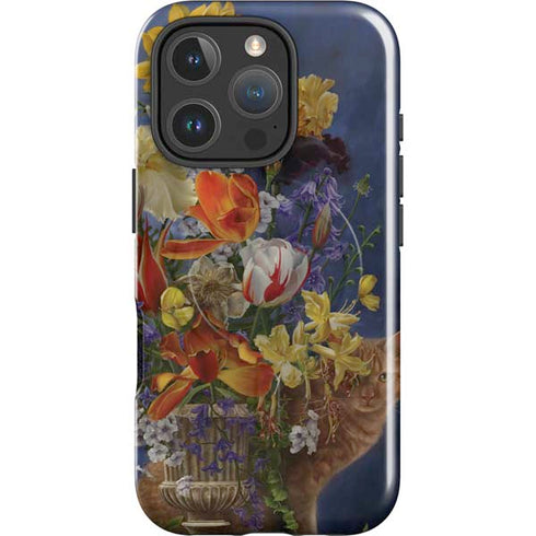 Tabby Cat with Flowers by Nene Thomas iPhone 16 Pro Magsafe Impact Case