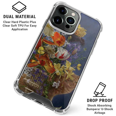 Tabby Cat with Flowers by Nene Thomas iPhone 16 Pro Max Clear Case