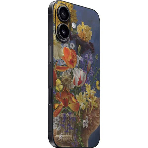 Tabby Cat with Flowers by Nene Thomas iPhone 16 Skin