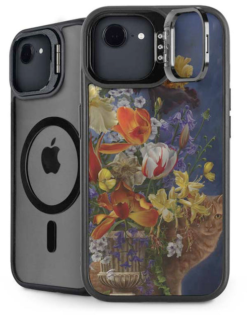 Tabby Cat with Flowers by Nene Thomas iPhone 16e Kickstand Case
