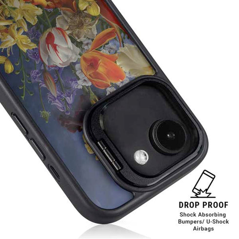 Tabby Cat with Flowers by Nene Thomas iPhone 16e Kickstand Case