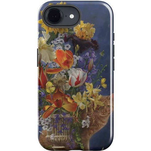 Tabby Cat with Flowers by Nene Thomas iPhone 16e Impact Case