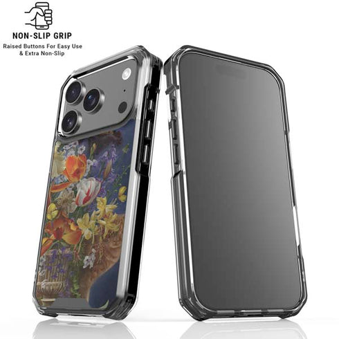 Tabby Cat with Flowers by Nene Thomas iPhone 18 Pro Clear Case