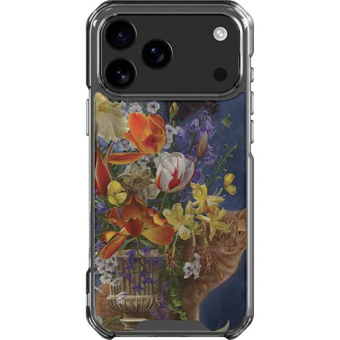 Tabby Cat with Flowers by Nene Thomas iPhone 18 Pro Max Clear Case