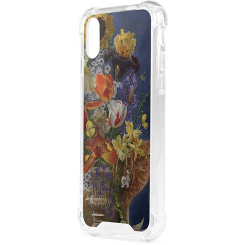 Tabby Cat with Flowers by Nene Thomas iPhone XS Clear Case