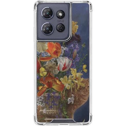 Tabby Cat with Flowers by Nene Thomas Moto G 5G (2025) Clear Case