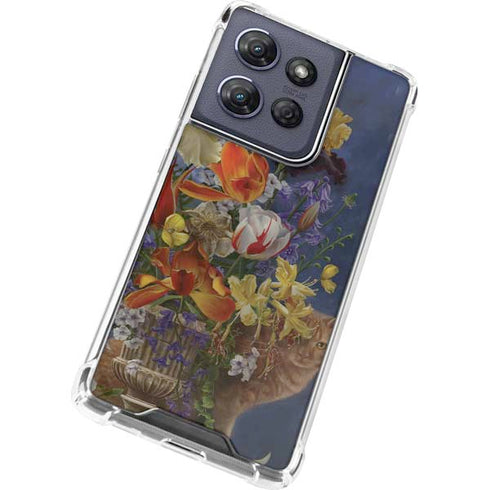 Tabby Cat with Flowers by Nene Thomas Moto G 5G (2025) Clear Case