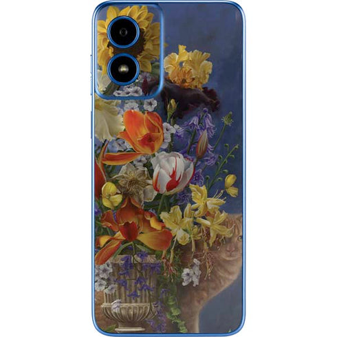 Tabby Cat with Flowers by Nene Thomas Moto G Play 4G (2024) Skin