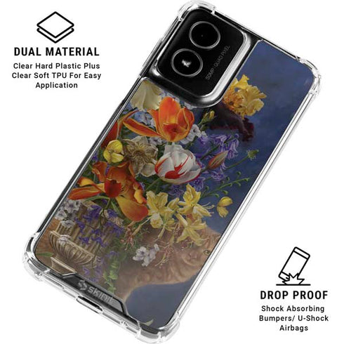 Tabby Cat with Flowers by Nene Thomas Moto G Power 5G (2024) Clear Case