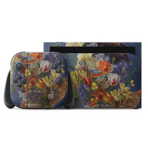 Tabby Cat with Flowers by Nene Thomas Nintendo Switch 2 (2025) with Joy-Con Skin
