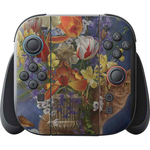 Tabby Cat with Flowers by Nene Thomas Nintendo Switch 2 (2025) with Joy-Con Skin