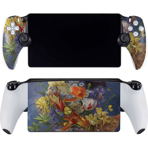 Tabby Cat with Flowers by Nene Thomas PlayStation Portal Remote Player Skin
