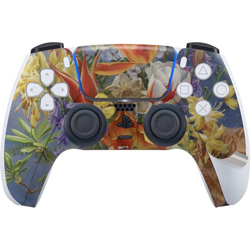 Tabby Cat with Flowers by Nene Thomas PS5 Pro Disk Bundle Skin