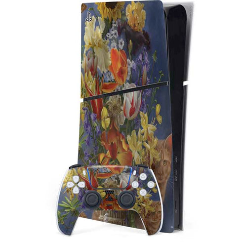 Tabby Cat with Flowers by Nene Thomas PlayStation PS5 Skins