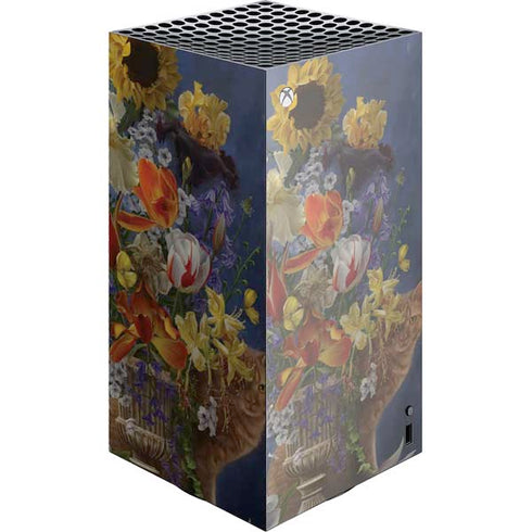 Tabby Cat with Flowers by Nene Thomas XBox Series X Digital Edition Console Skin
