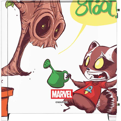Marvel Rocket Raccoon and Groot Tall Tails Corsair 4000D Tempered Glass Mid-Tower ATX Case Skin