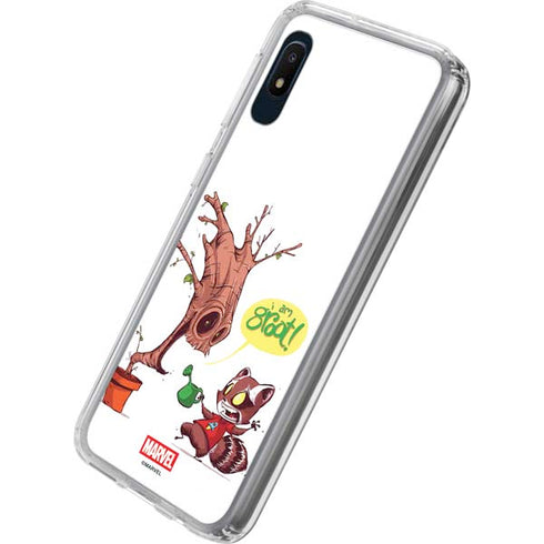 Marvel Rocket Raccoon and Groot Tall Tails Galaxy A10e Clear Case