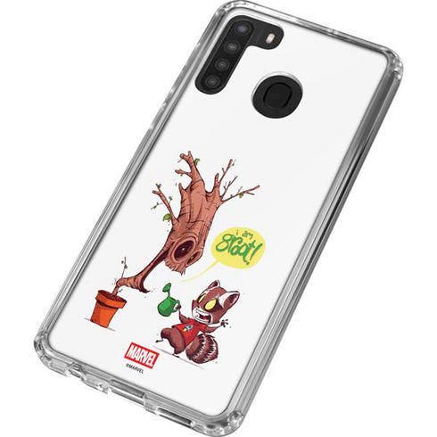 Marvel Rocket Raccoon and Groot Tall Tails Galaxy A21 Clear Case