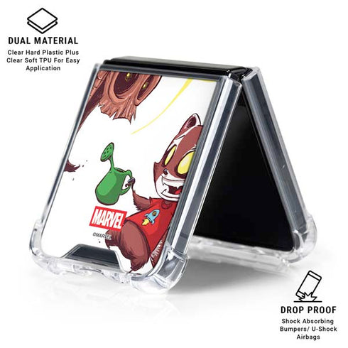 Marvel Rocket Raccoon and Groot Tall Tails Galaxy Z Flip7 Clear Case