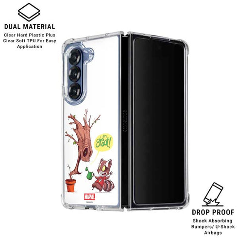Marvel Rocket Raccoon and Groot Tall Tails Galaxy Z Fold7 Clear Case