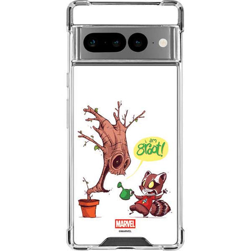 Marvel Rocket Raccoon and Groot Tall Tails Google Pixel 7 Pro Clear Case