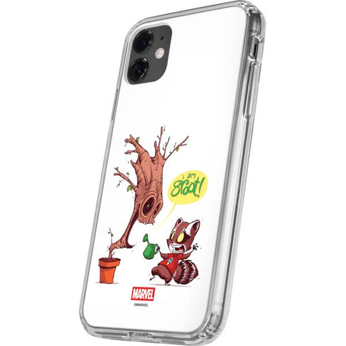 Marvel Rocket Raccoon and Groot Tall Tails iPhone 11 Clear Case