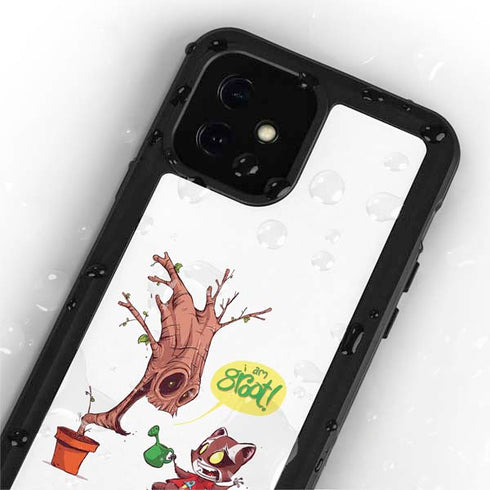 Marvel Rocket Raccoon and Groot Tall Tails iPhone 12 Waterproof Case