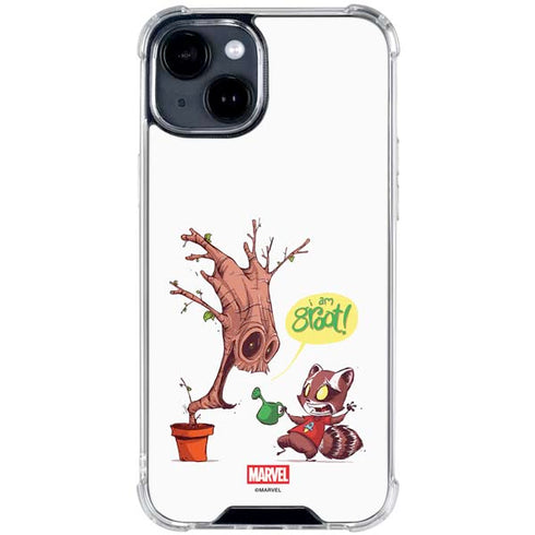 Marvel Rocket Raccoon and Groot Tall Tails iPhone 14 Plus Clear Case