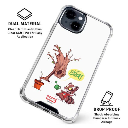 Marvel Rocket Raccoon and Groot Tall Tails iPhone 15 Clear Case